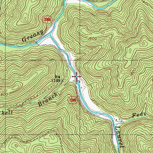 Topographic Map of Shell Branch, KY