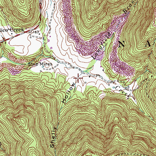Topographic Map of Shelly Hollow, KY