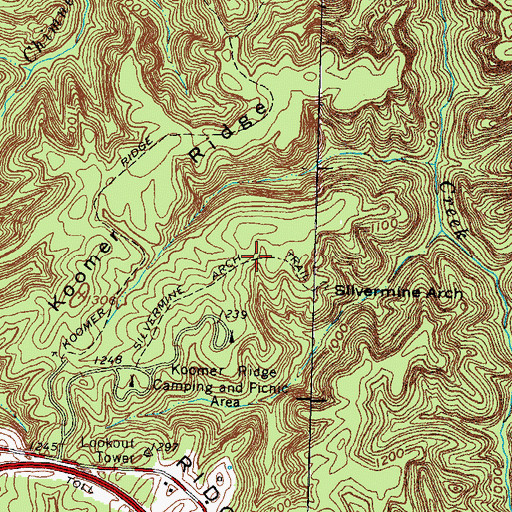Topographic Map of Silvermine Arch Trail, KY