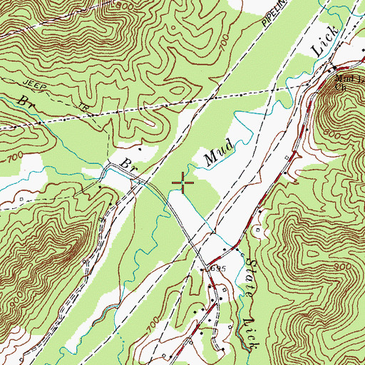 Topographic Map of Slate Lick Branch, KY