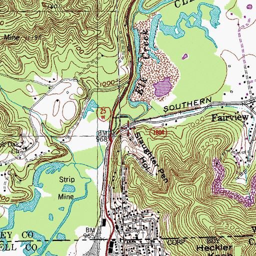 Topographic Map of Slaughter Pen Hollow, KY