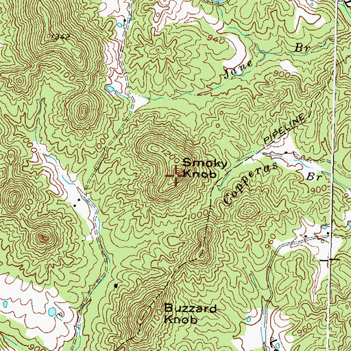 Topographic Map of Smoky Knob, KY