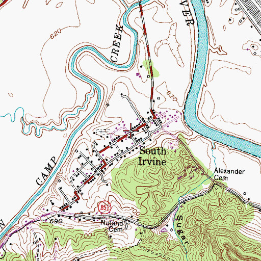 Topographic Map of South Irvine, KY