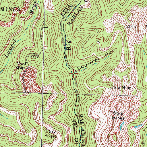 Topographic Map of Squirrel Hollow, KY