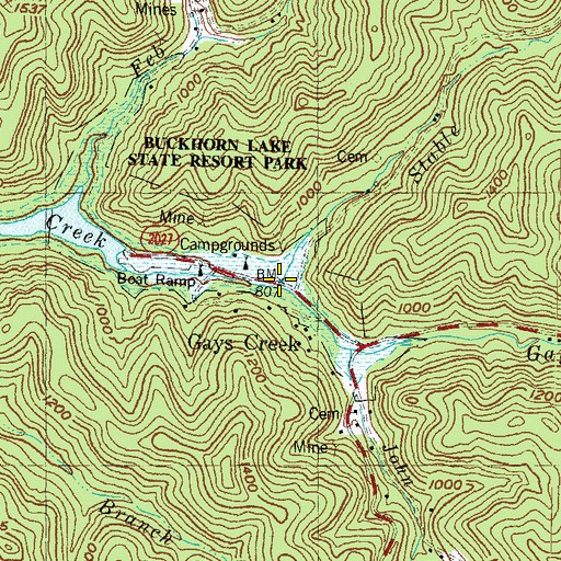 Topographic Map of Stable Fork, KY