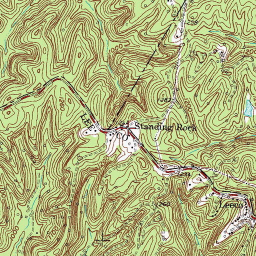 Topographic Map of Standing Rock, KY