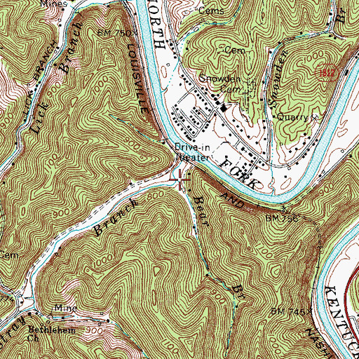 Topographic Map of Stray Branch, KY