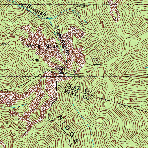 Topographic Map of Sugar Gap, KY