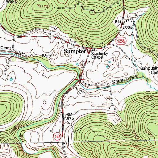 Topographic Map of Sumpter Branch, KY