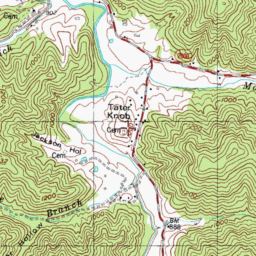 Topographic Map of Tater Knob, KY