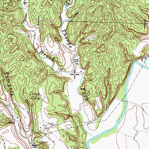 Topographic Map of Thorpe Branch, KY