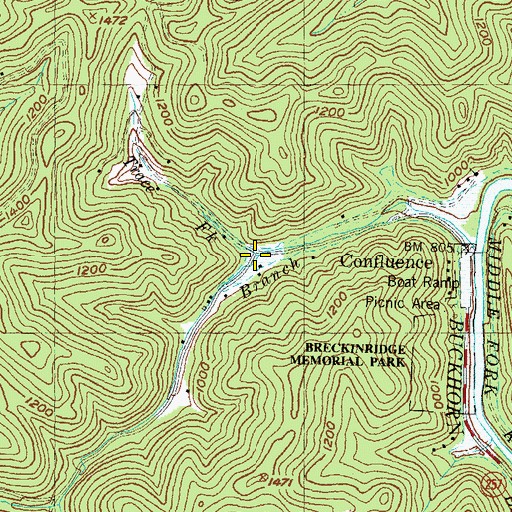 Topographic Map of Trace Fork, KY
