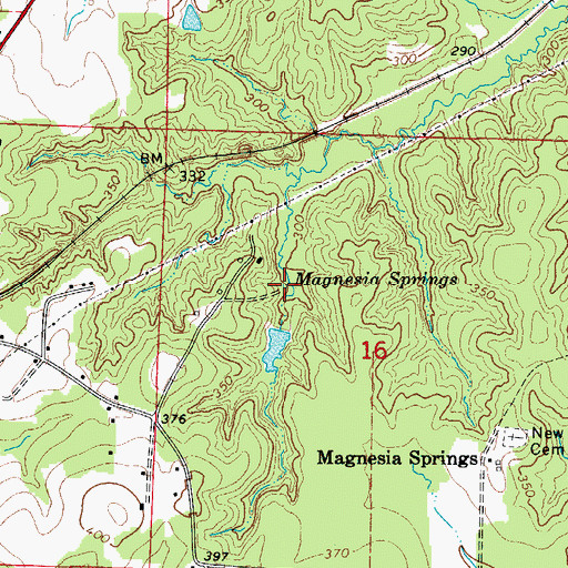 Topographic Map of Magnesia Springs, AR