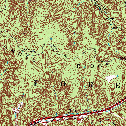Topographic Map of Tunnel Ridge, KY