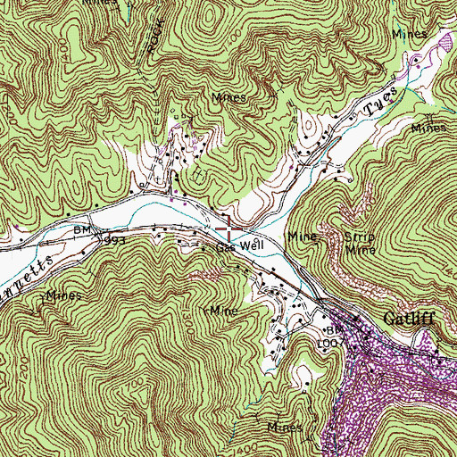 Topographic Map of Tyes Fork, KY