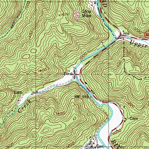 Topographic Map of Upper Bear Creek, KY