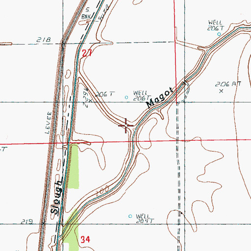 Topographic Map of Magot Slough, AR
