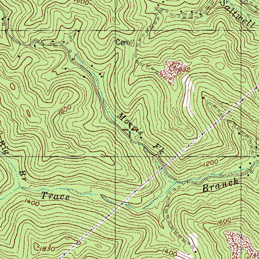 Topographic Map of Upper Trace Branch School, KY
