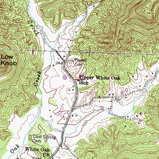 Topographic Map of Upper White Oak School, KY