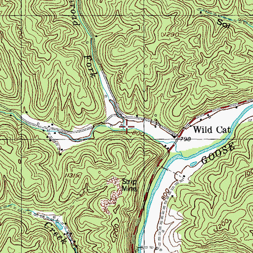 Topographic Map of Wagonroad Fork, KY