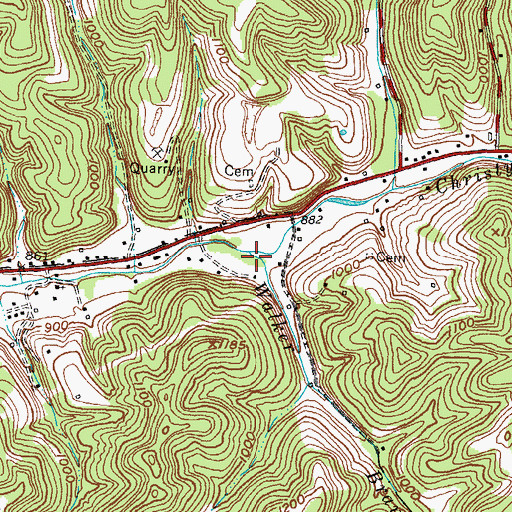 Topographic Map of Walker Branch, KY