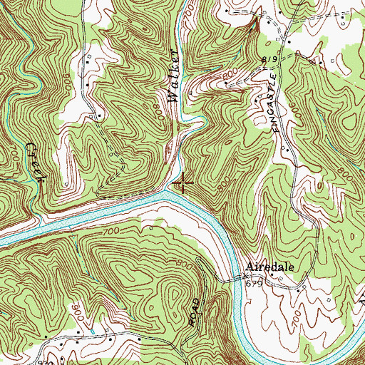 Topographic Map of Walker Creek, KY