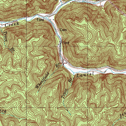 Topographic Map of Wheatfield Branch, KY