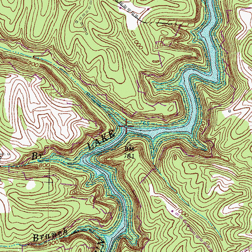 Topographic Map of Whites Branch, KY
