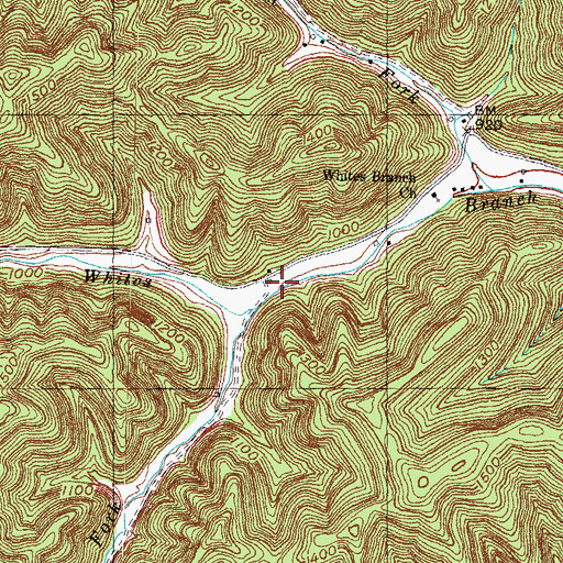 Topographic Map of Whites Branch School, KY