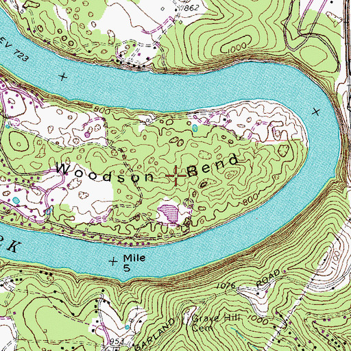 Topographic Map of Woodson Bend, KY
