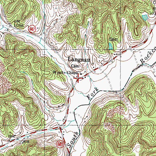 Topographic Map of Wyatts Chapel, KY