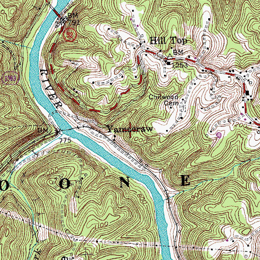 Topographic Map of Yamacraw, KY