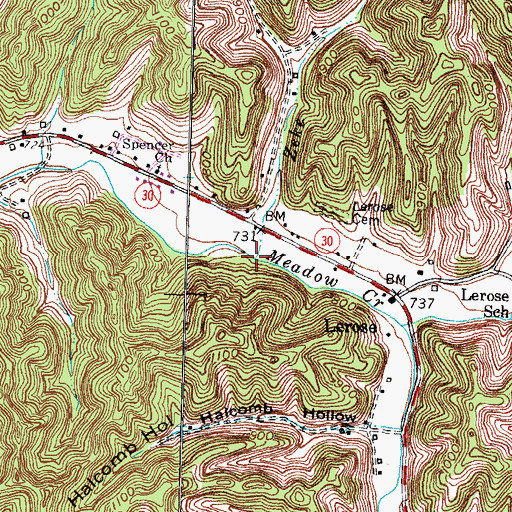 Topographic Map of Zeke Branch, KY