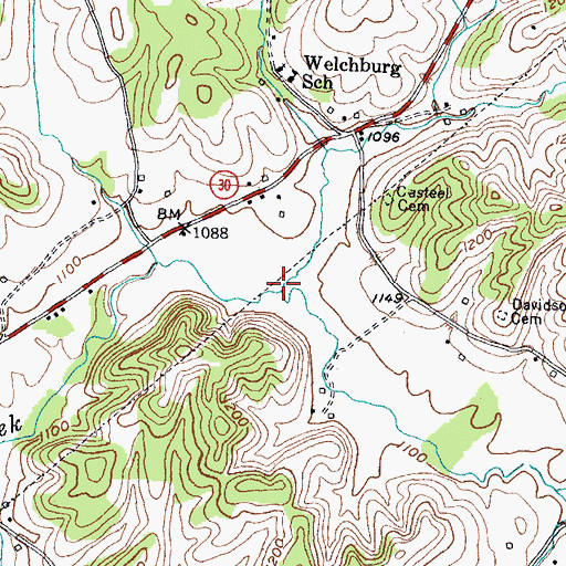 Topographic Map of Zekes Creek, KY
