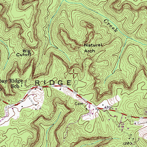 Topographic Map of Natural Arch Scenic Area, KY