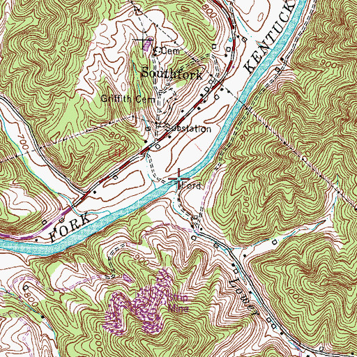 Topographic Map of Lower Wolf Creek, KY