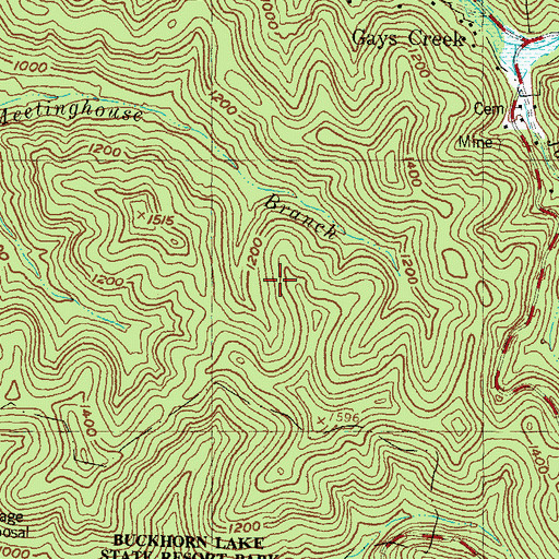 Topographic Map of Buckhorn Lake State Resort Park, KY