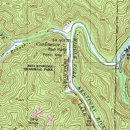 Topographic Map of Mary Breckinridge Memorial Park, KY