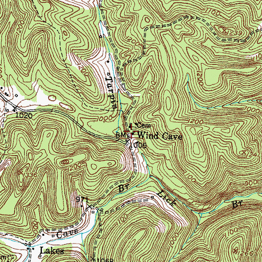 Topographic Map of Wind Cave Church, KY