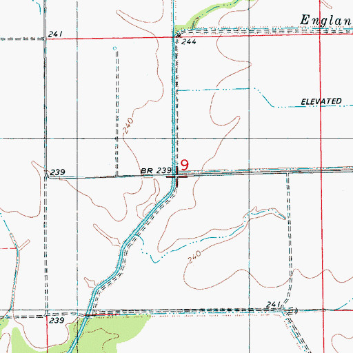 Topographic Map of Mardis Branch, AR