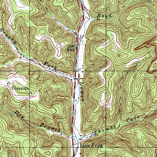 Topographic Map of Brushy Fork, KY