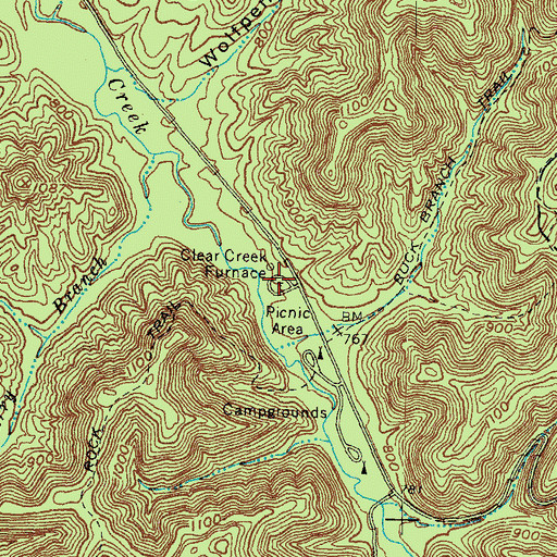 Topographic Map of Clear Creek Furnace Picnic Area, KY
