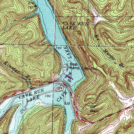 Topographic Map of Longbow Marina, KY