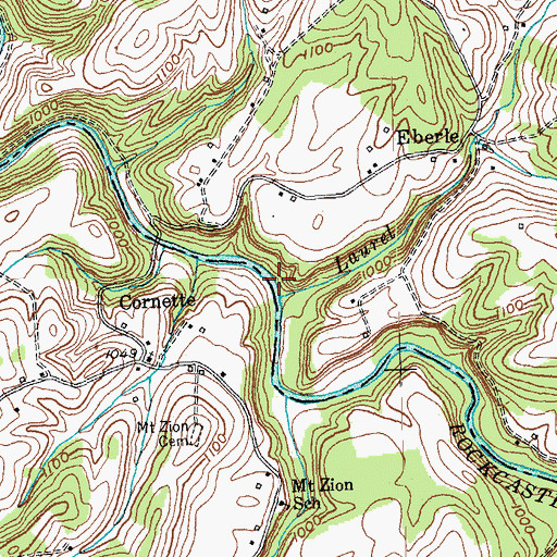 Topographic Map of Laurel Branch, KY