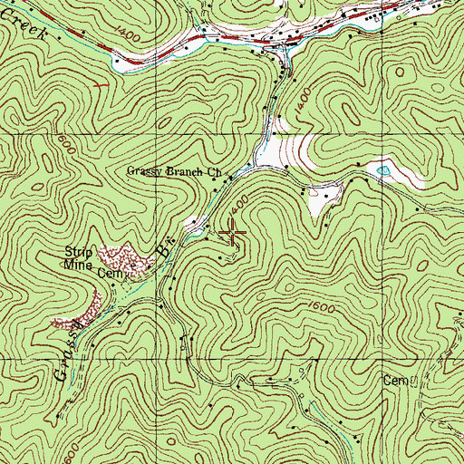 Topographic Map of Grassy Branch Church, KY
