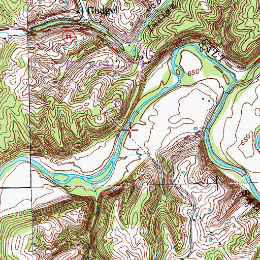 Topographic Map of Anderson County, KY