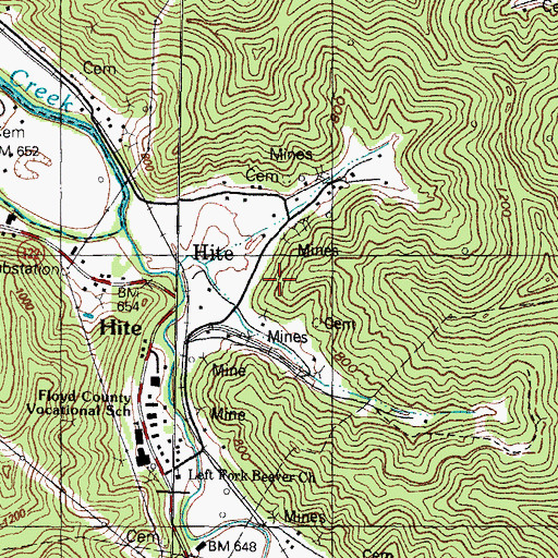Topographic Map of Floyd County, KY