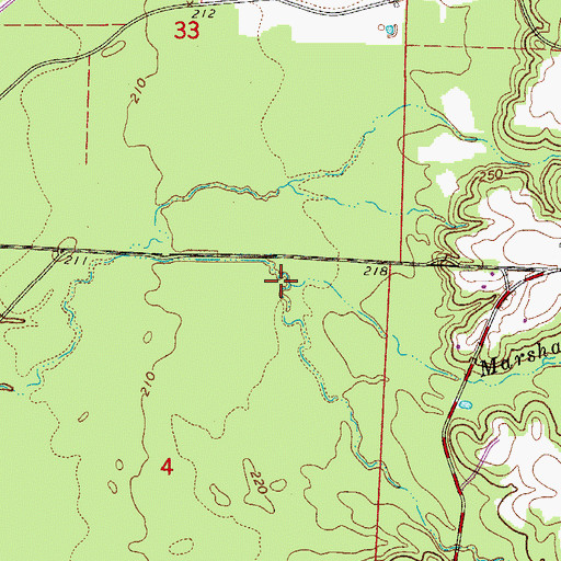 Topographic Map of Marshall Branch, AR