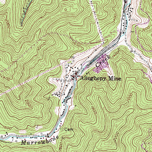 Topographic Map of Allegheny Mine, KY