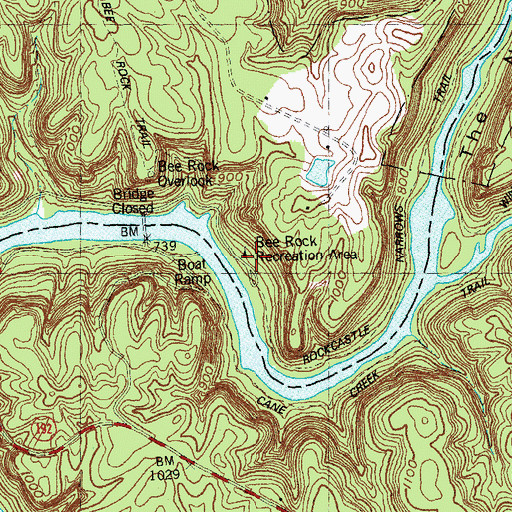 Topographic Map of Bee Rock Recreation Area, KY